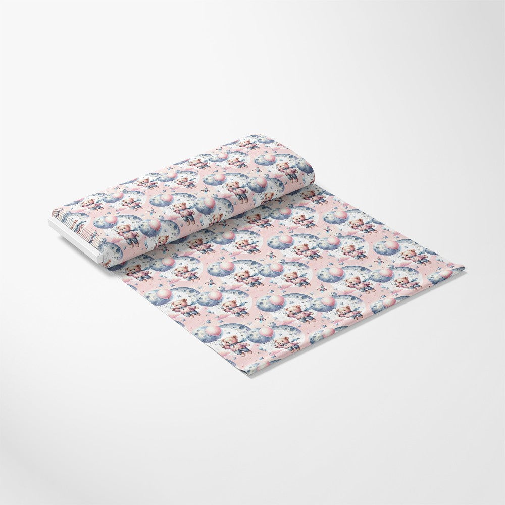 Pink Night Time Teddy Bears Pattern 2 Minky Fabric