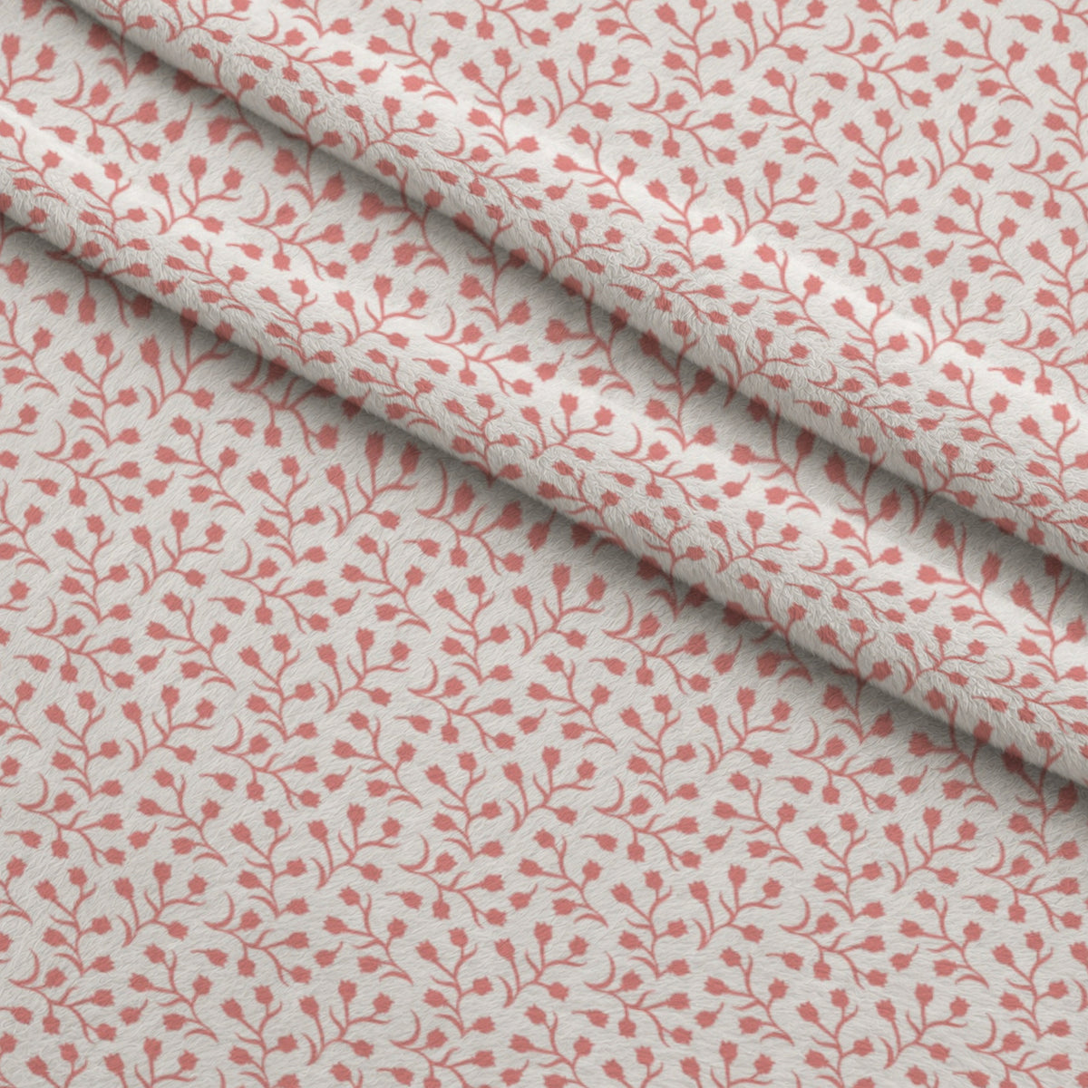 Peach Puff Ditsy Flowers Minky Fabric — plush minky folded close-up preview (mv-minky-v1:lying)