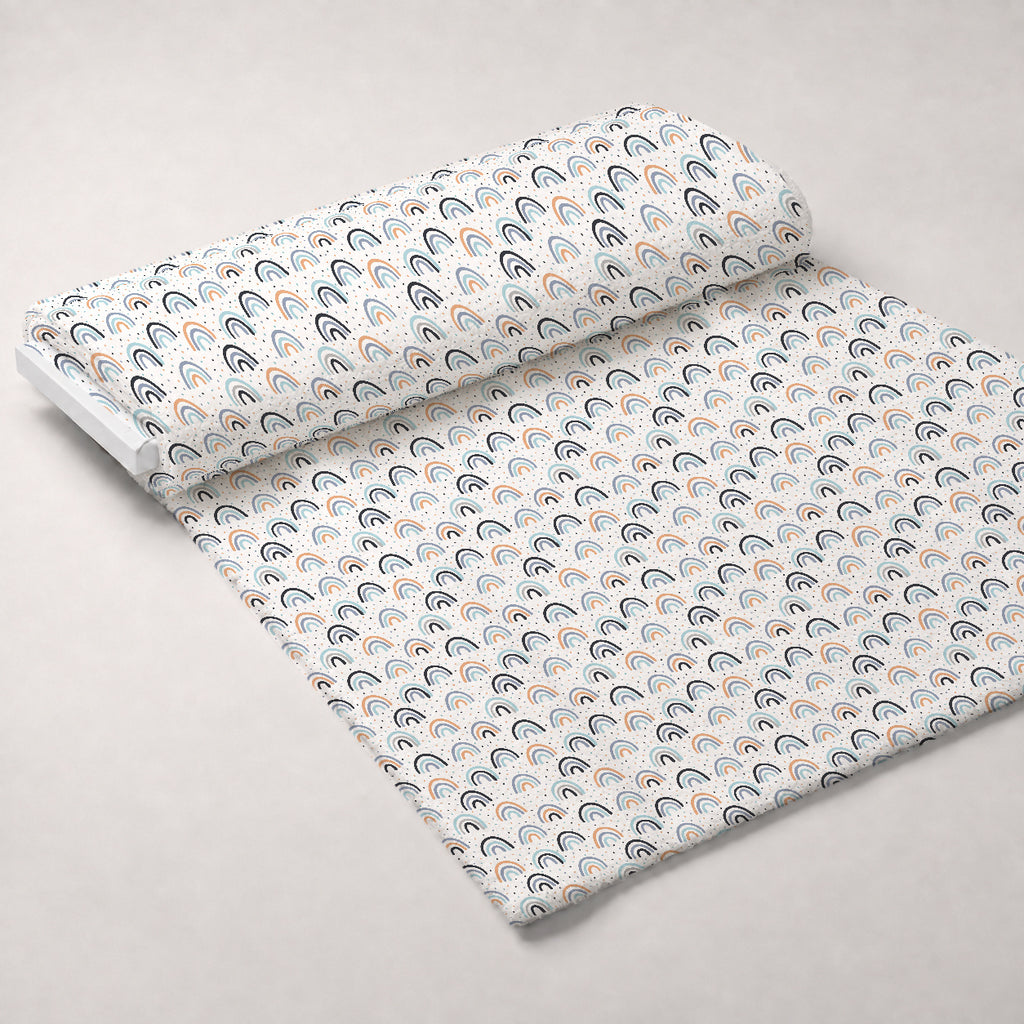 Peachy Rainbow Doodles Pattern 10 Minky Fabric — plush minky unrolled bolt preview (mv-minky-v1:bolt)