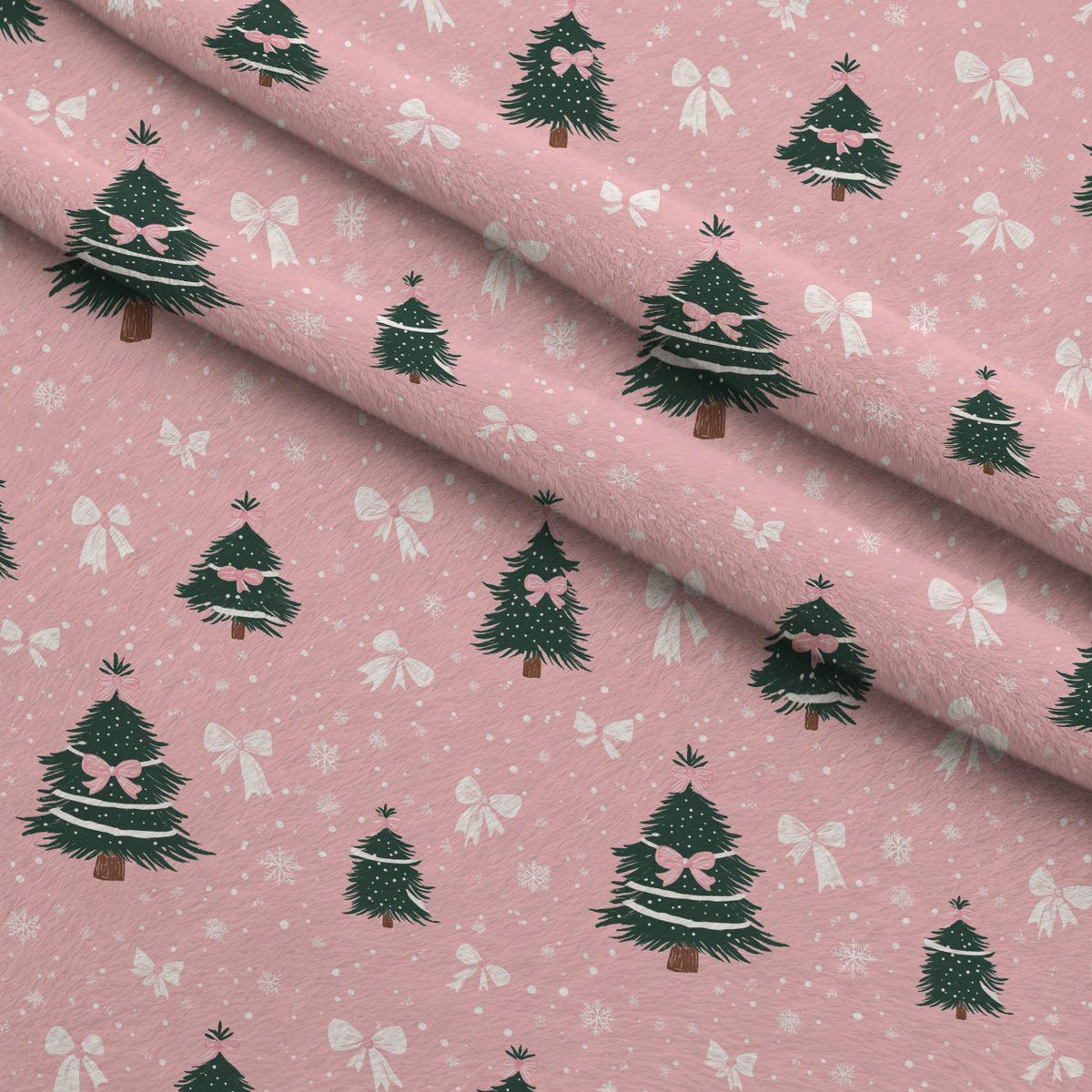 Peppermint Bows Pattern 1 Minky Fabric — plush minky folded close-up preview (mv-minky-v1:lying)