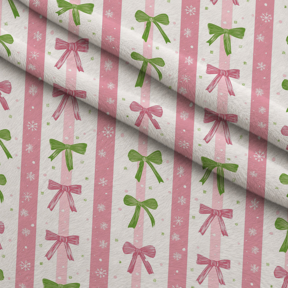 Peppermint Bows Pattern 10 Minky Fabric — plush minky folded close-up preview (mv-minky-v1:lying)