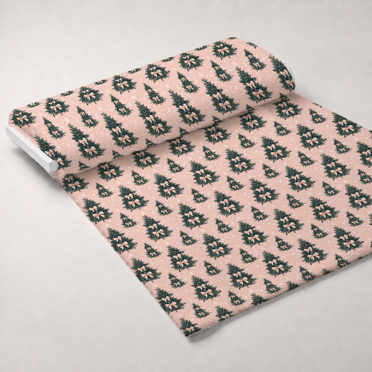 Peppermint Bows Pattern 5 Minky Fabric — plush minky unrolled bolt preview (mv-minky-v1:bolt)