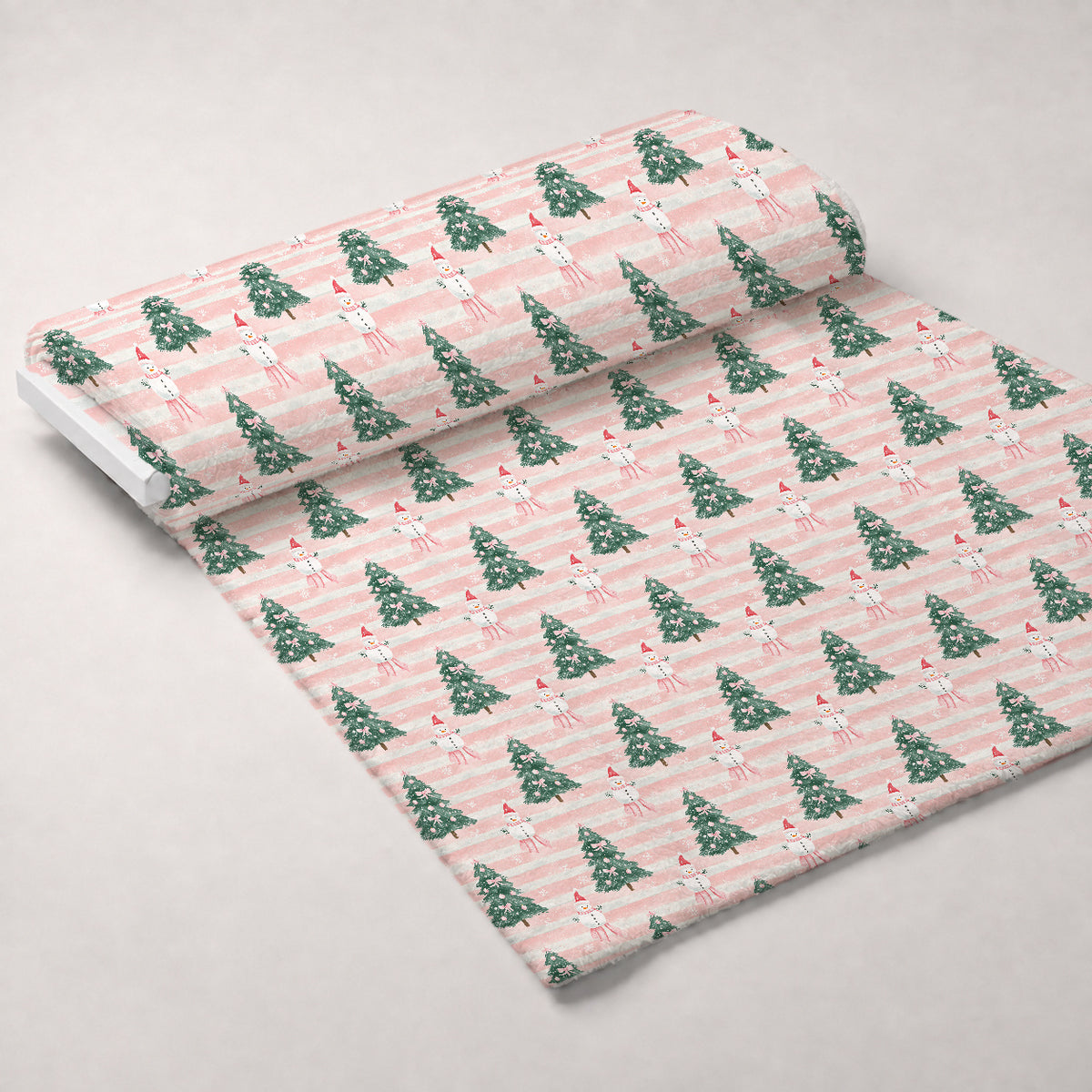 Peppermint Bows Pattern 6 Minky Fabric — plush minky unrolled bolt preview (mv-minky-v1:bolt)