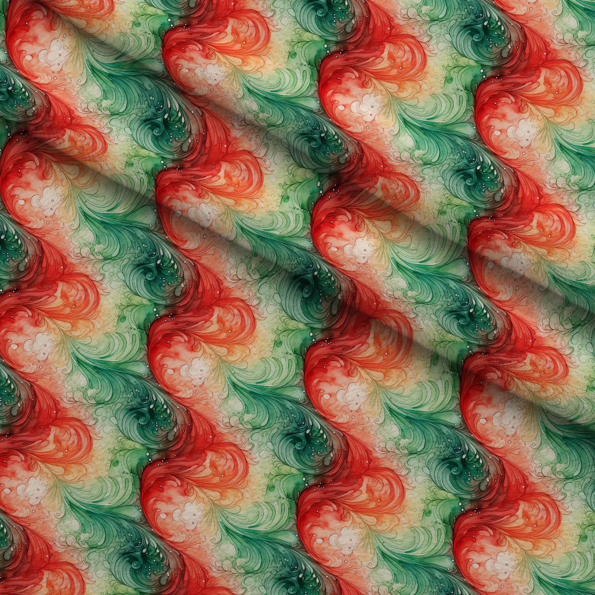 Peppermint Plumes Pattern 1 Minky Fabric — plush minky folded close-up preview (mv-minky-v1:lying)