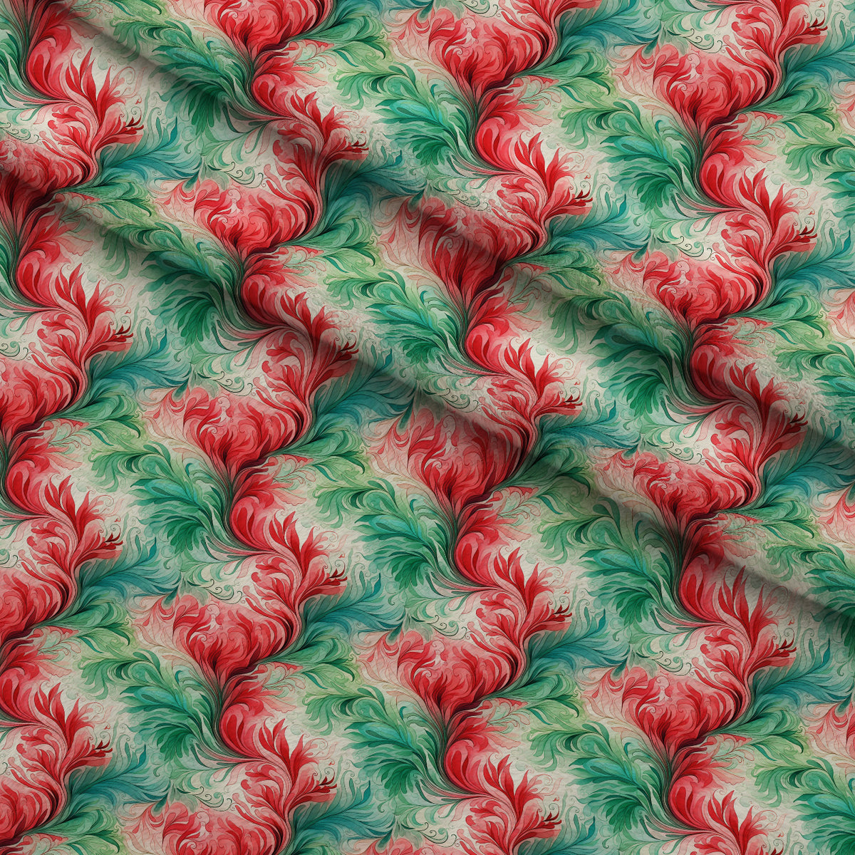Peppermint Plumes Pattern 10 Minky Fabric — plush minky folded close-up preview (mv-minky-v1:lying)