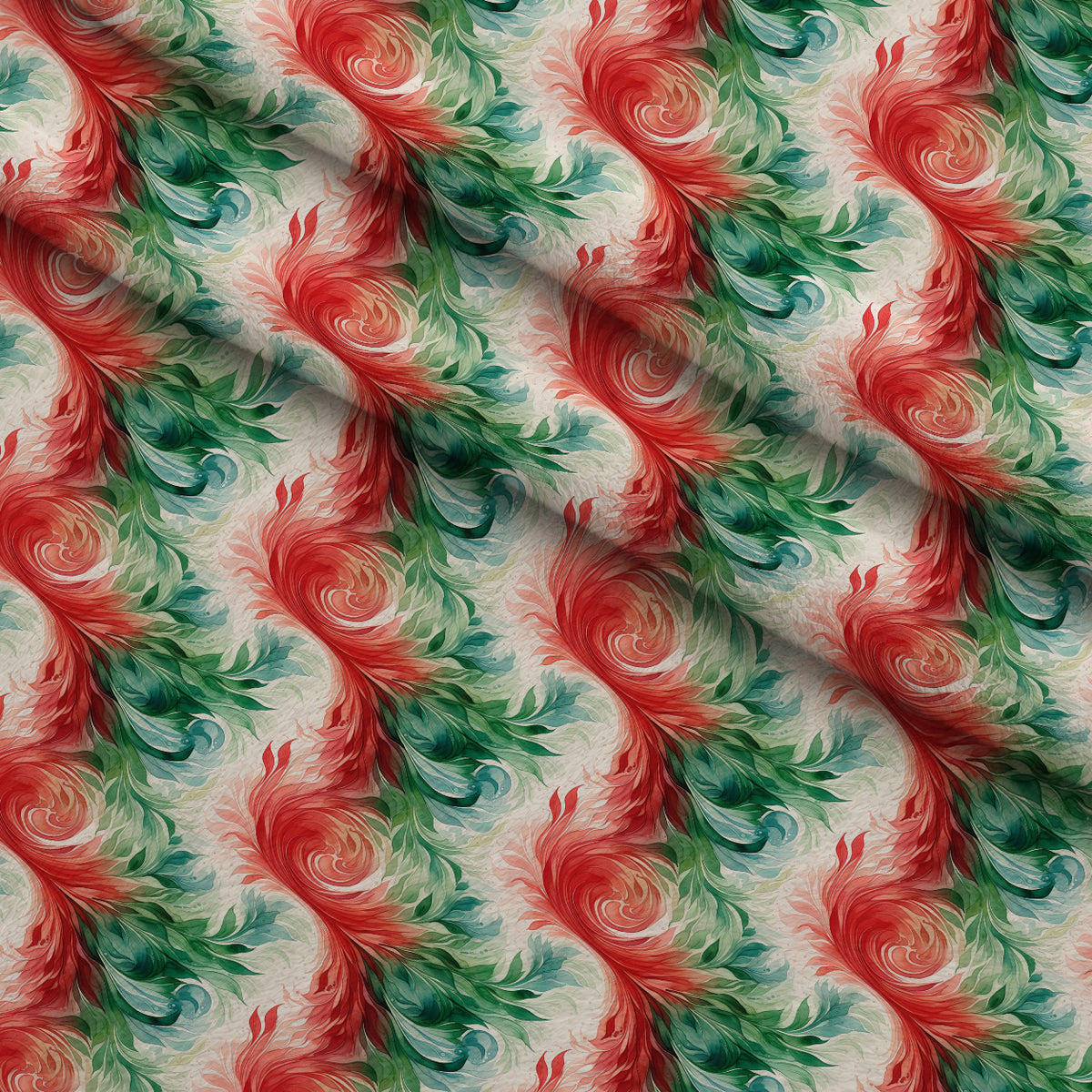 Peppermint Plumes Pattern 3 Minky Fabric — plush minky folded close-up preview (mv-minky-v1:lying)