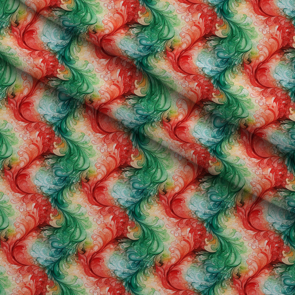 Peppermint Plumes Pattern 5 Minky Fabric — plush minky folded close-up preview (mv-minky-v1:lying)