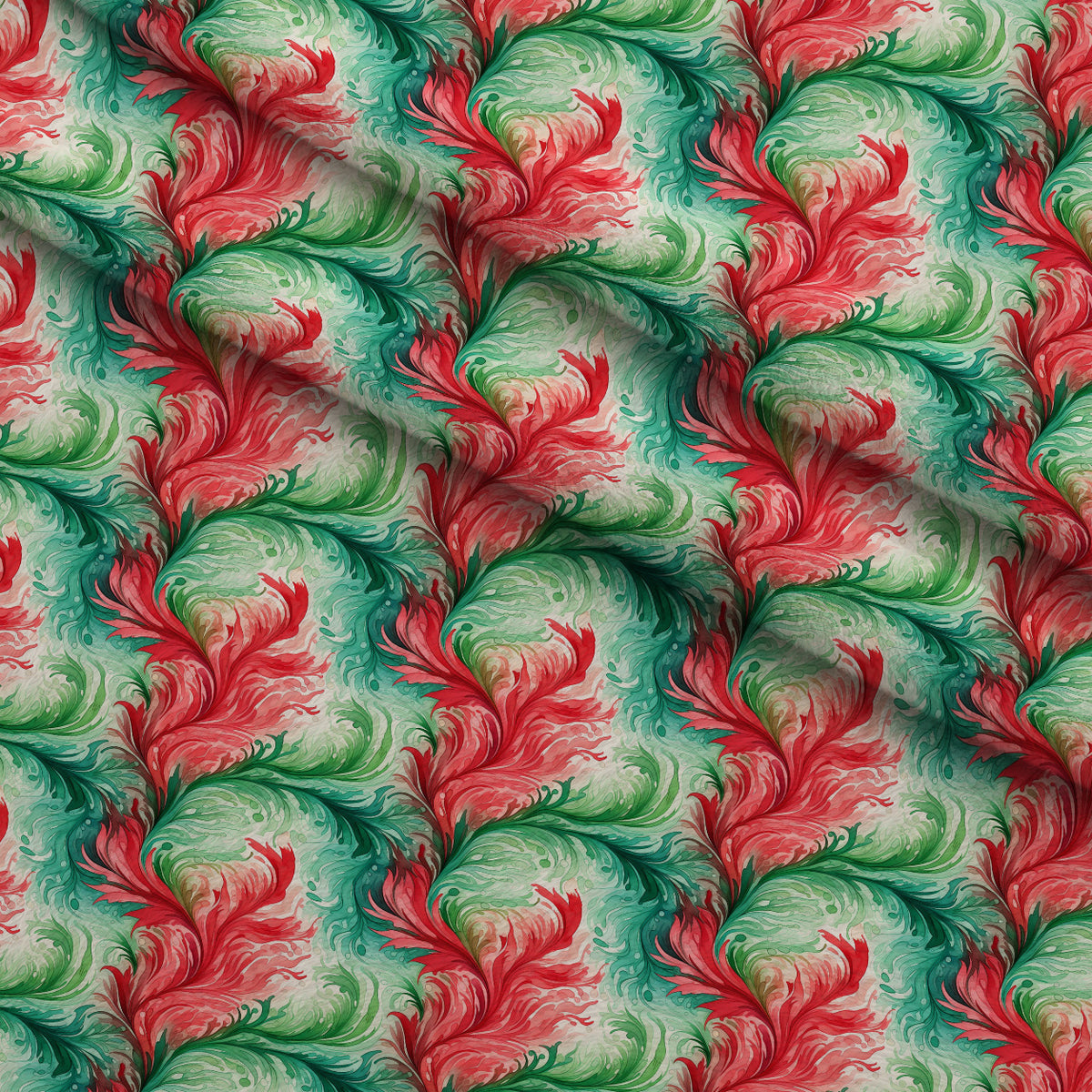 Peppermint Plumes Pattern 6 Minky Fabric — plush minky folded close-up preview (mv-minky-v1:lying)