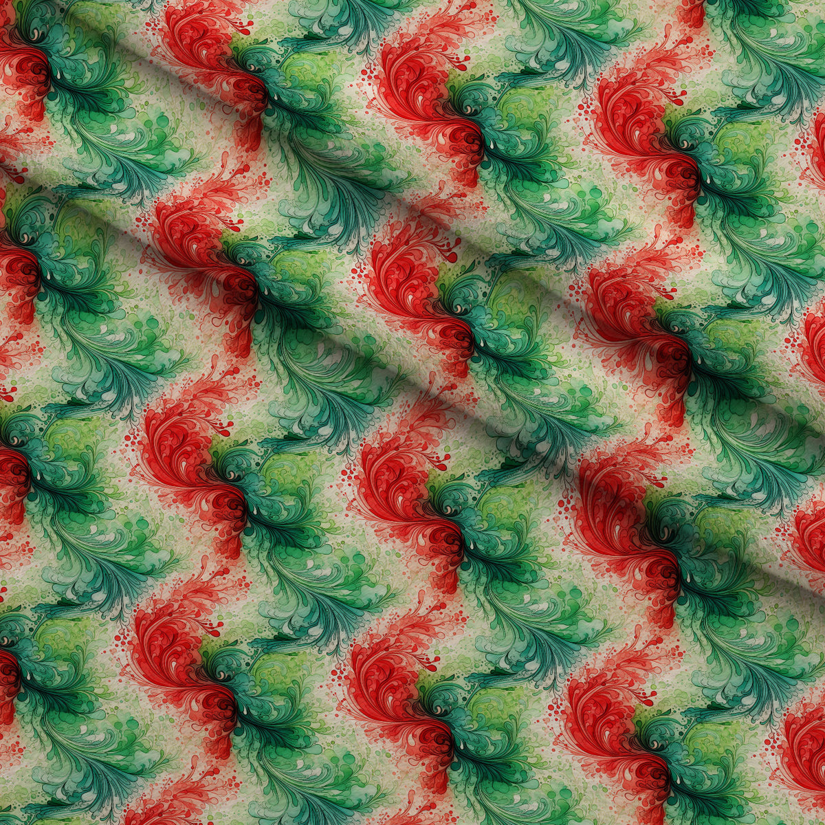 Peppermint Plumes Pattern 9 Minky Fabric — plush minky folded close-up preview (mv-minky-v1:lying)