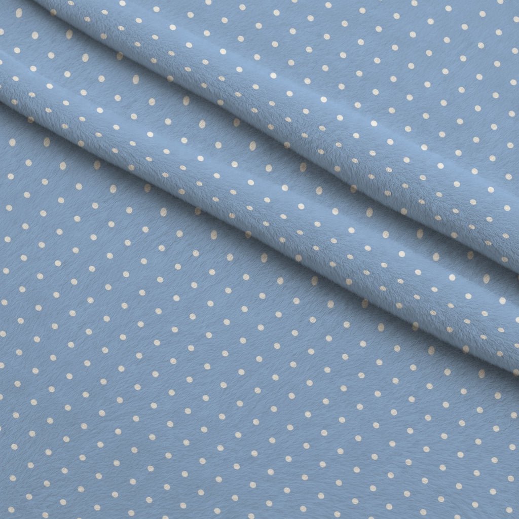 Periwinkle Dreams White Polka Dots Minky Fabric — plush minky folded close-up preview (mv-minky-v1:lying)