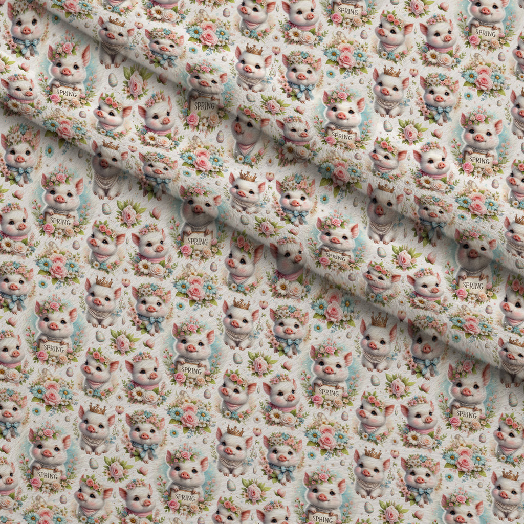 Petal Piggies Pattern 1 Minky Fabric — plush minky folded close-up preview (mv-minky-v1:lying)