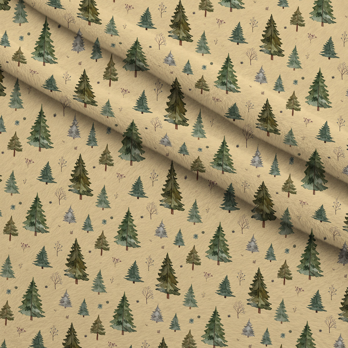 Pinewood Snowfall Pattern 22 Minky Fabric — plush minky folded close-up preview (mv-minky-v1:lying)