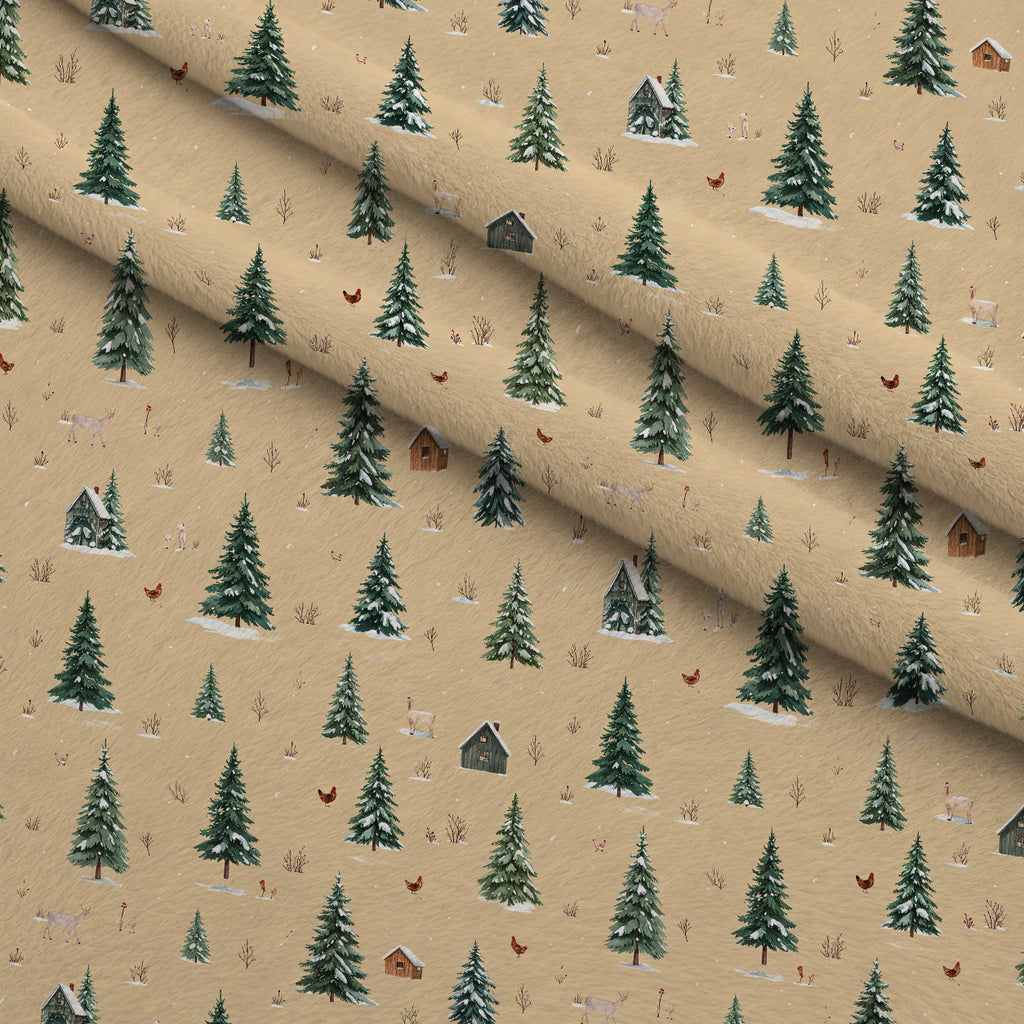 Pinewood Snowfall Pattern 24 Minky Fabric — plush minky folded close-up preview (mv-minky-v1:lying)
