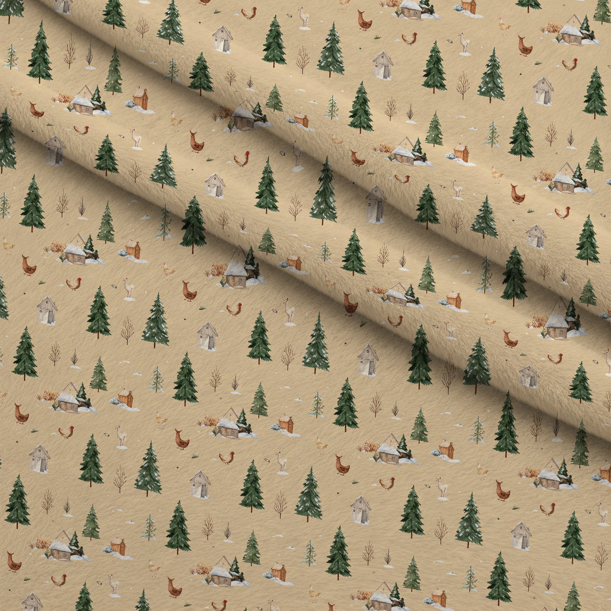 Pinewood Snowfall Pattern 25 Minky Fabric — plush minky folded close-up preview (mv-minky-v1:lying)