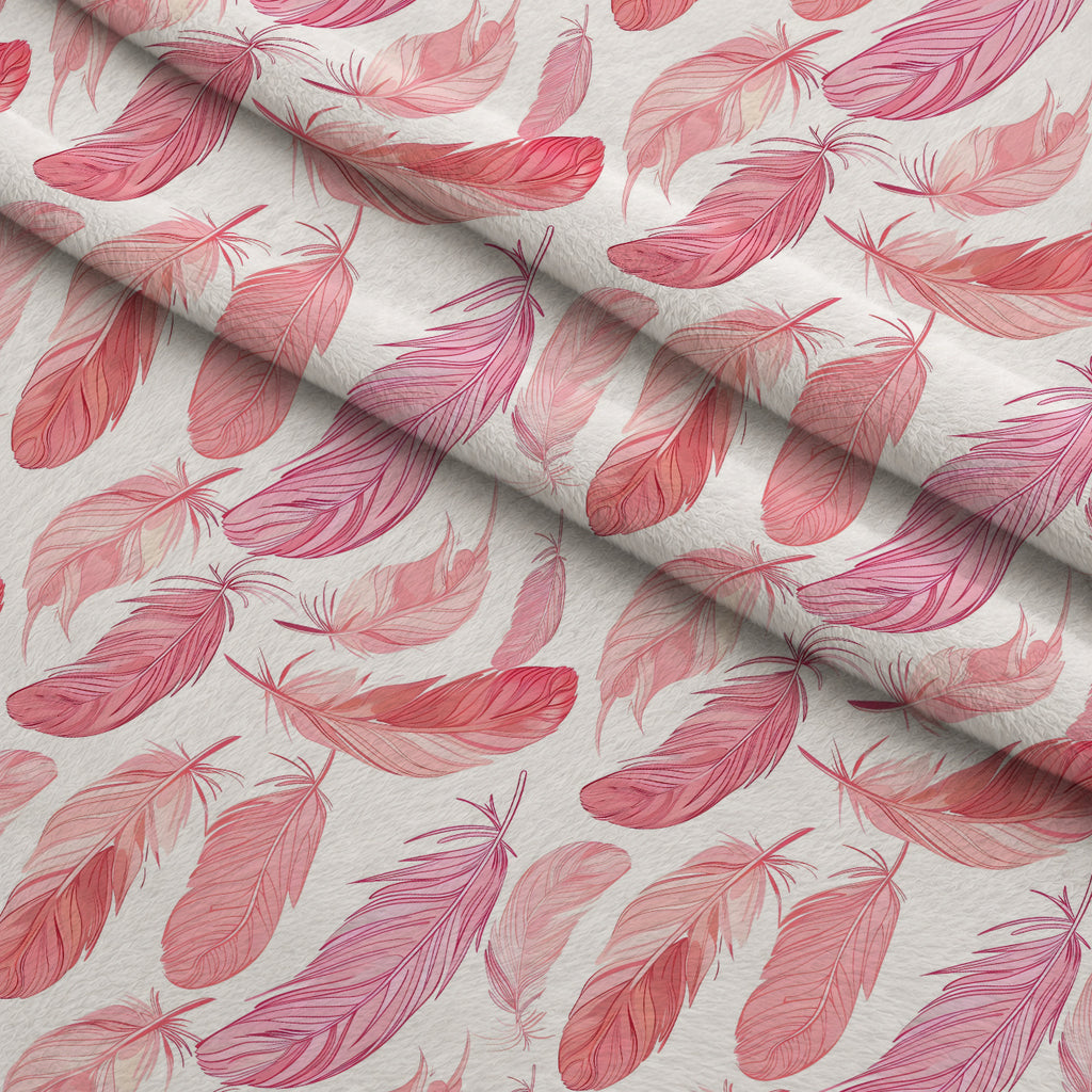 Pink Feathers Pattern 1 Minky Fabric — plush minky folded close-up preview (mv-minky-v1:lying)