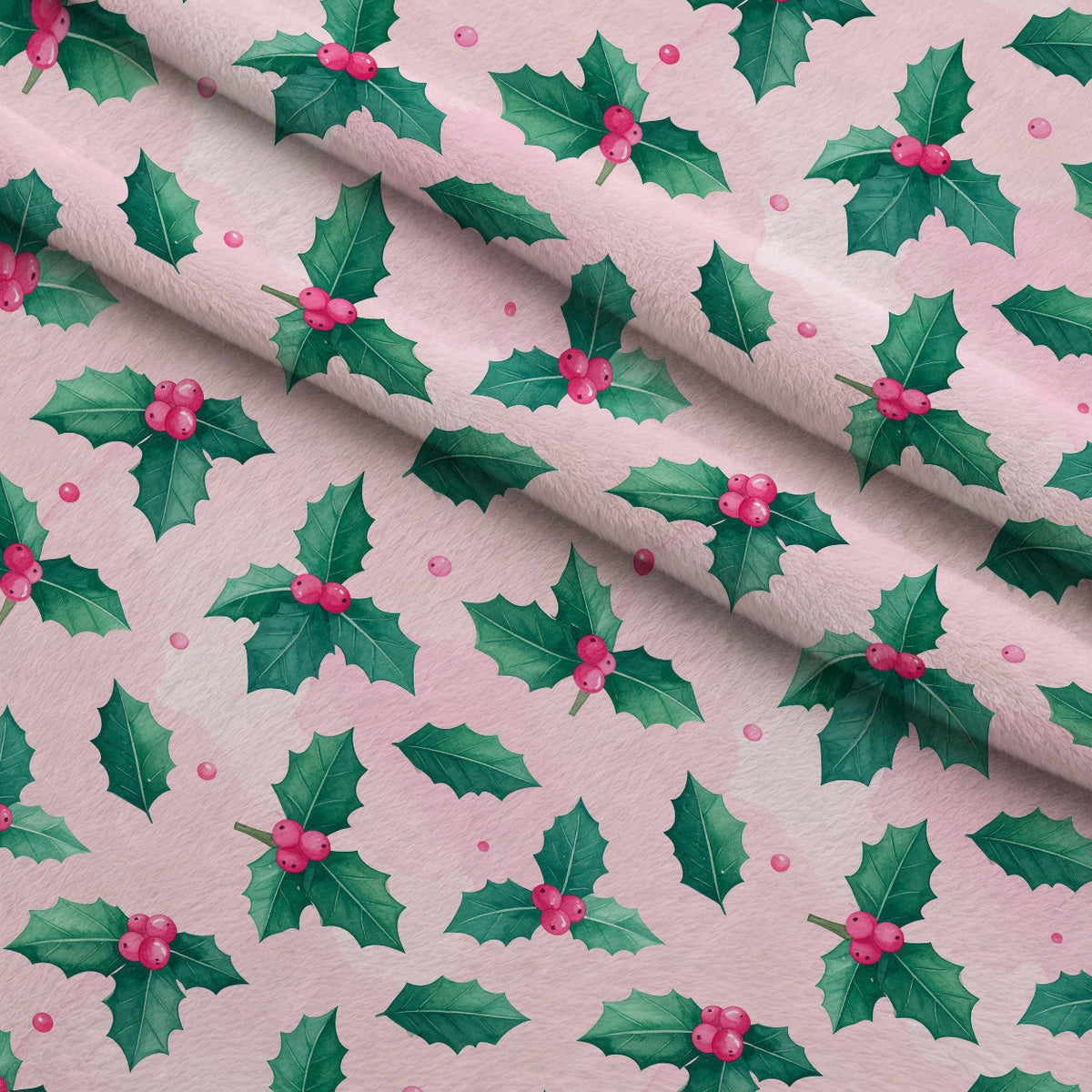 Pink Peppermint Noel Pattern 10 Minky Fabric — plush minky folded close-up preview (mv-minky-v1:lying)