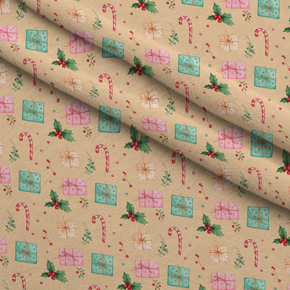 Pink Peppermint Noel Pattern 12 Minky Fabric — plush minky folded close-up preview (mv-minky-v1:lying)