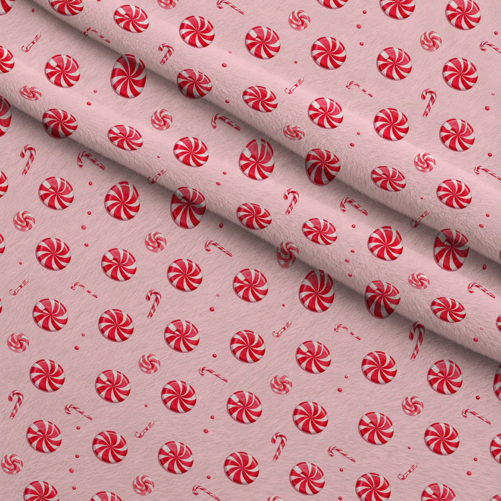 Pink Peppermint Noel Pattern 17 Minky Fabric — plush minky folded close-up preview (mv-minky-v1:lying)