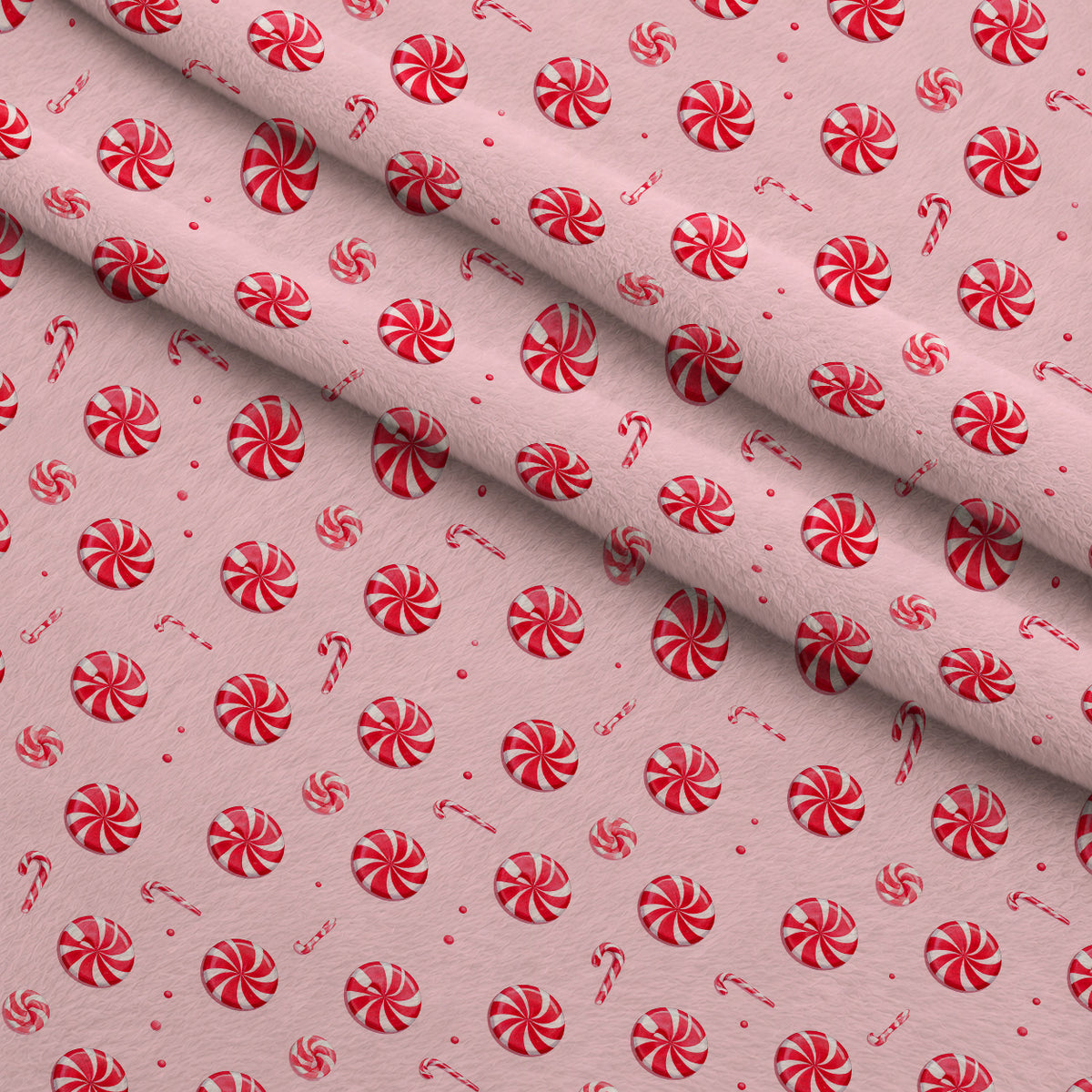 Pink Peppermint Noel Pattern 17 Minky Fabric — plush minky folded close-up preview (mv-minky-v1:lying)