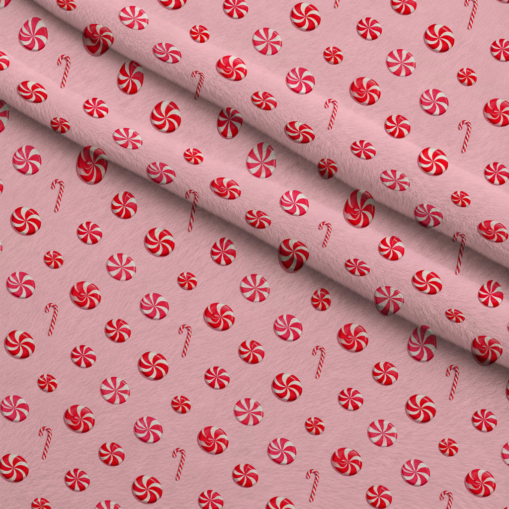 Pink Peppermint Noel Pattern 18 Minky Fabric — plush minky folded close-up preview (mv-minky-v1:lying)