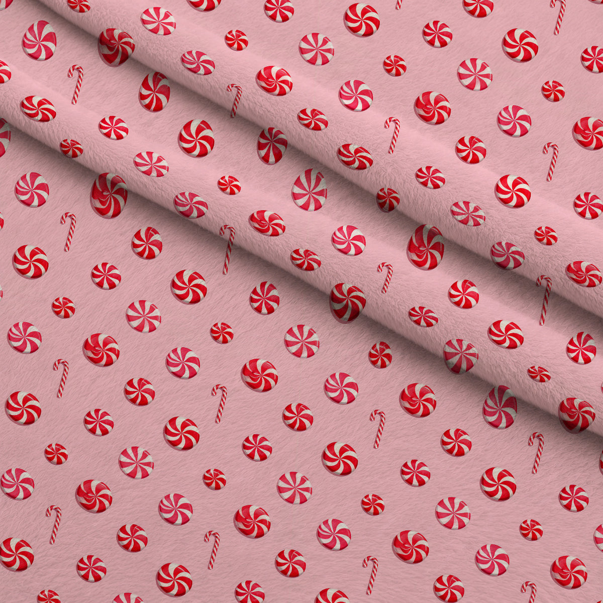 Pink Peppermint Noel Pattern 18 Minky Fabric — plush minky folded close-up preview (mv-minky-v1:lying)