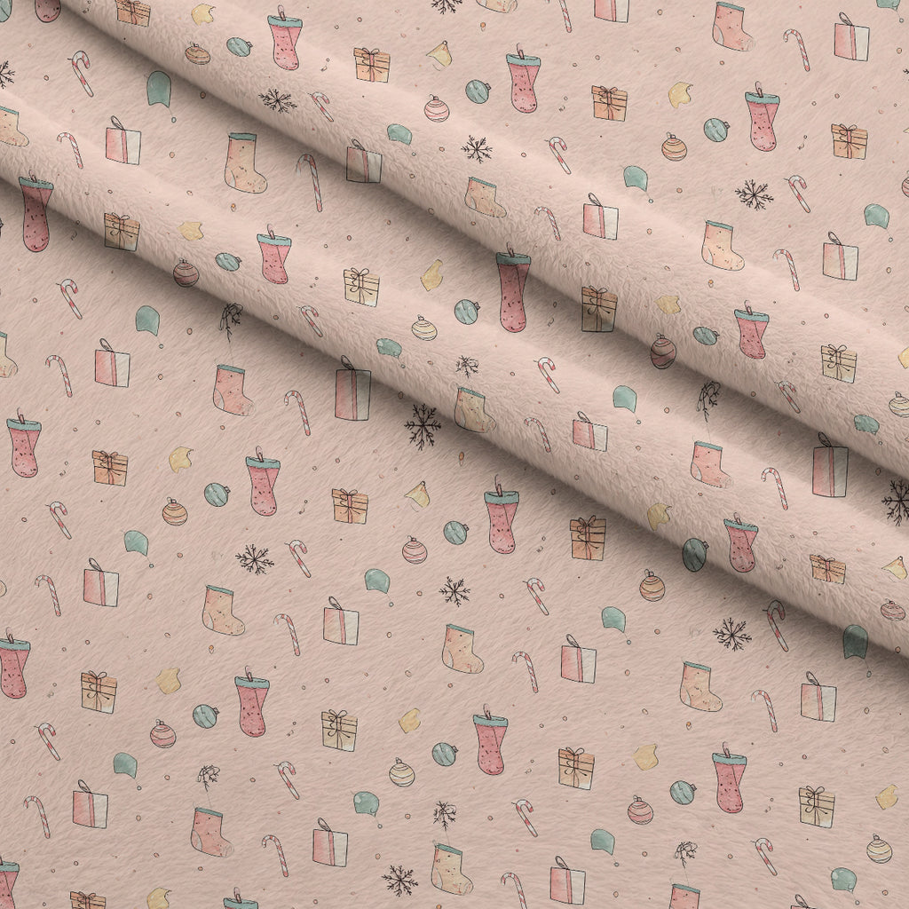 Pink Peppermint Noel Pattern 2 Minky Fabric — plush minky folded close-up preview (mv-minky-v1:lying)