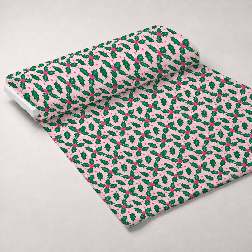 Pink Peppermint Noel Pattern 9 Minky Fabric — plush minky unrolled bolt preview (mv-minky-v1:bolt)