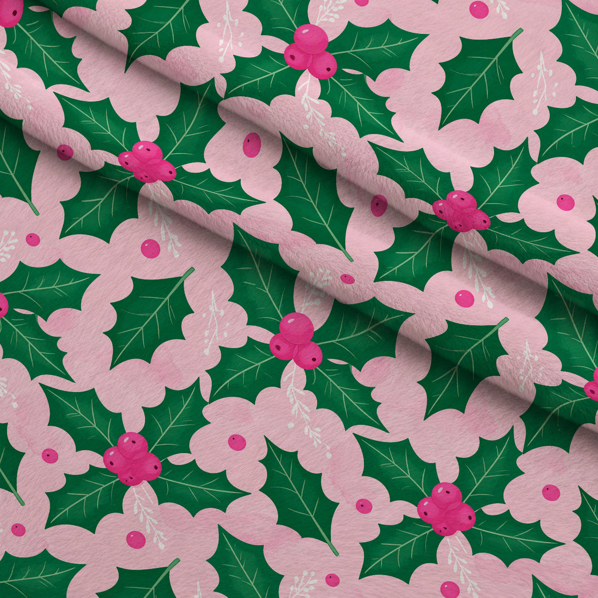 Pink Peppermint Noel Pattern 9 Minky Fabric — plush minky folded close-up preview (mv-minky-v1:lying)