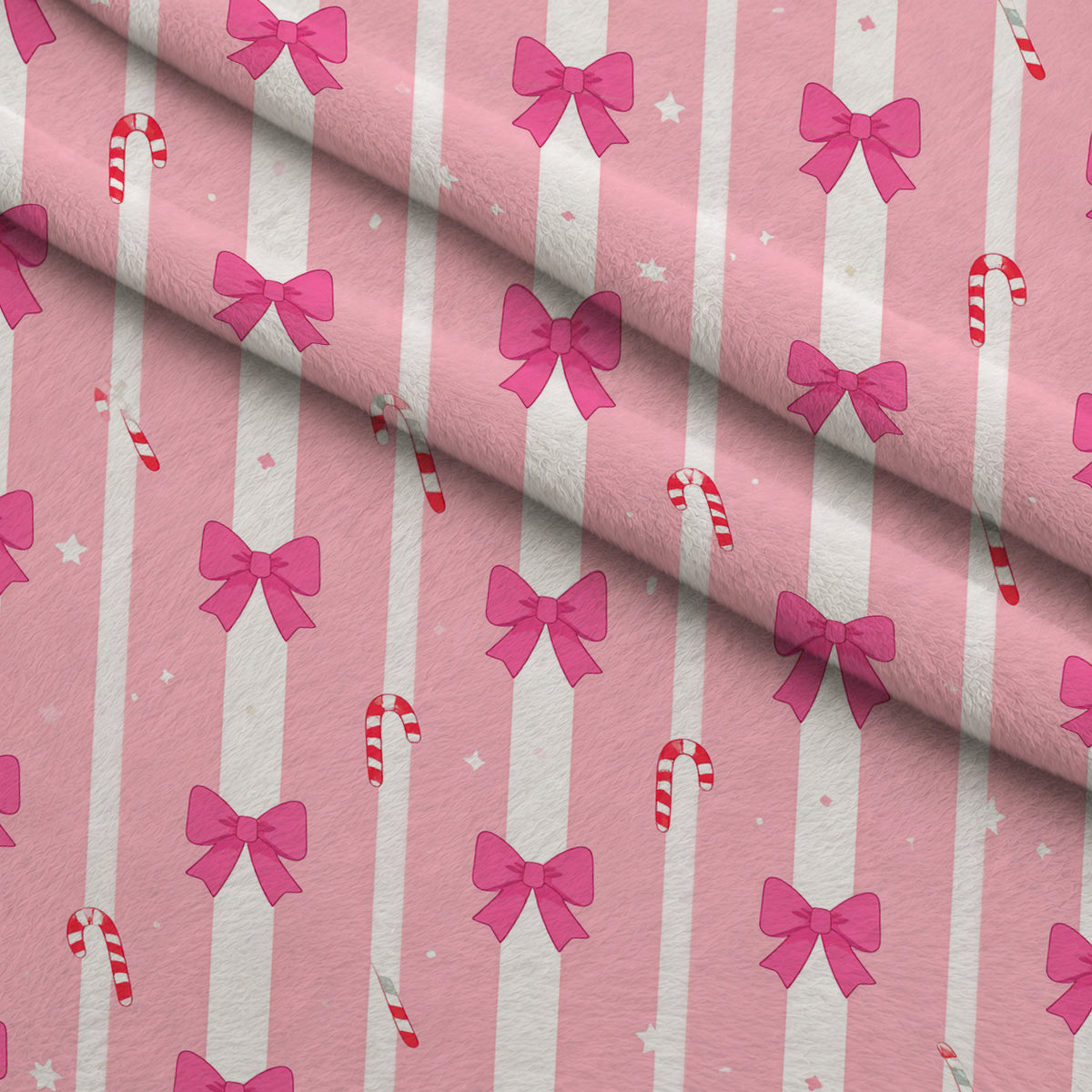 Pink Peppermint Parade Pattern 1 Minky Fabric — plush minky folded close-up preview (mv-minky-v1:lying)