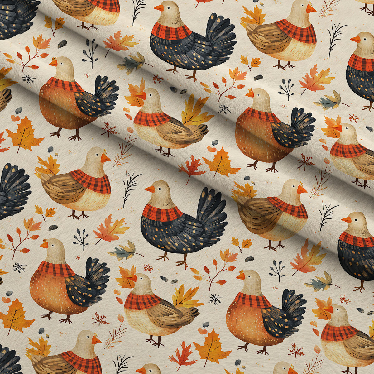 Plaid Autumn Flock Pattern 11 Minky Fabric — plush minky folded close-up preview (mv-minky-v1:lying)