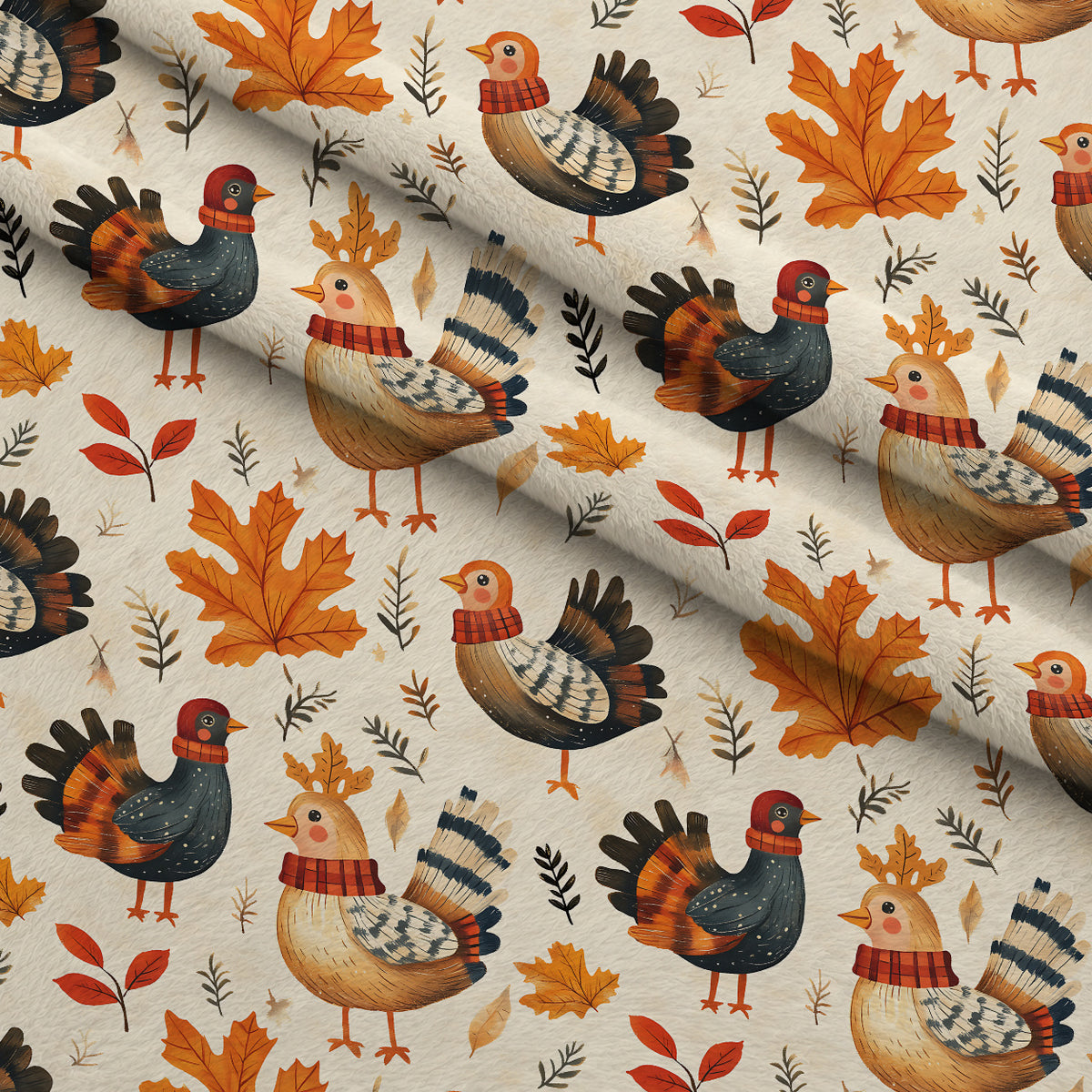 Plaid Autumn Flock Pattern 12 Minky Fabric — plush minky folded close-up preview (mv-minky-v1:lying)