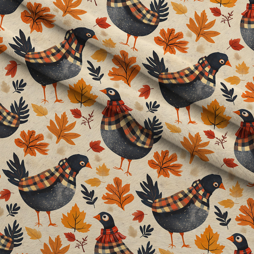 Plaid Autumn Flock Pattern 15 Minky Fabric — plush minky folded close-up preview (mv-minky-v1:lying)