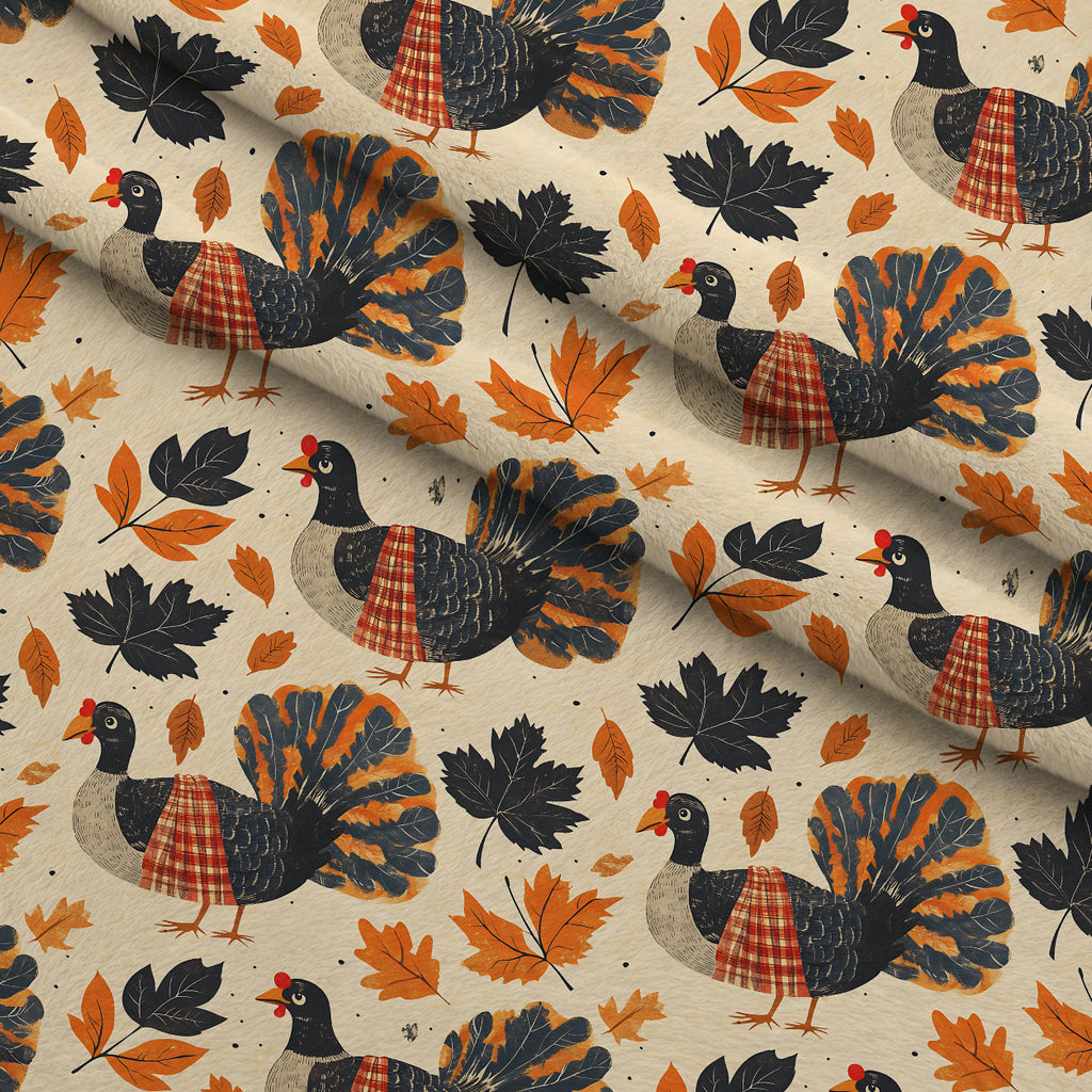 Plaid Autumn Flock Pattern 17 Minky Fabric — plush minky folded close-up preview (mv-minky-v1:lying)