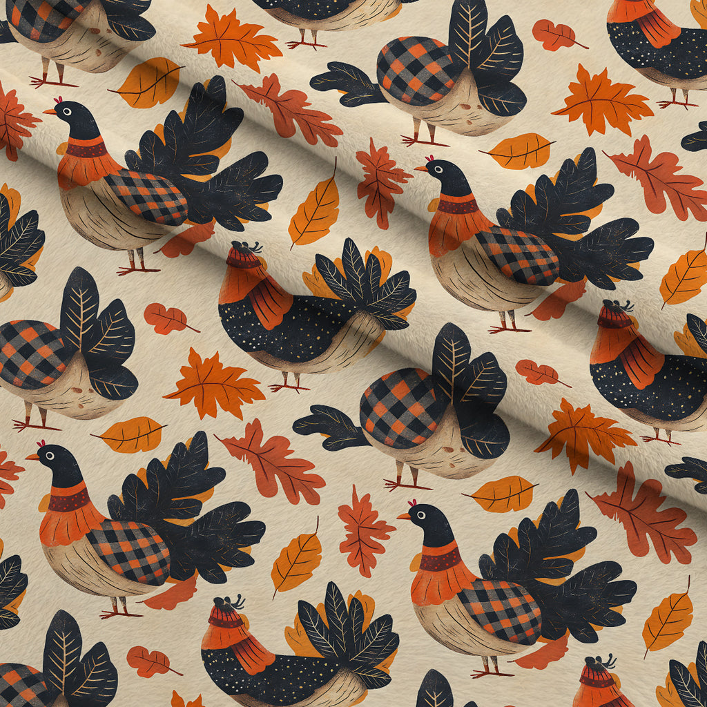 Plaid Autumn Flock Pattern 18 Minky Fabric — plush minky folded close-up preview (mv-minky-v1:lying)