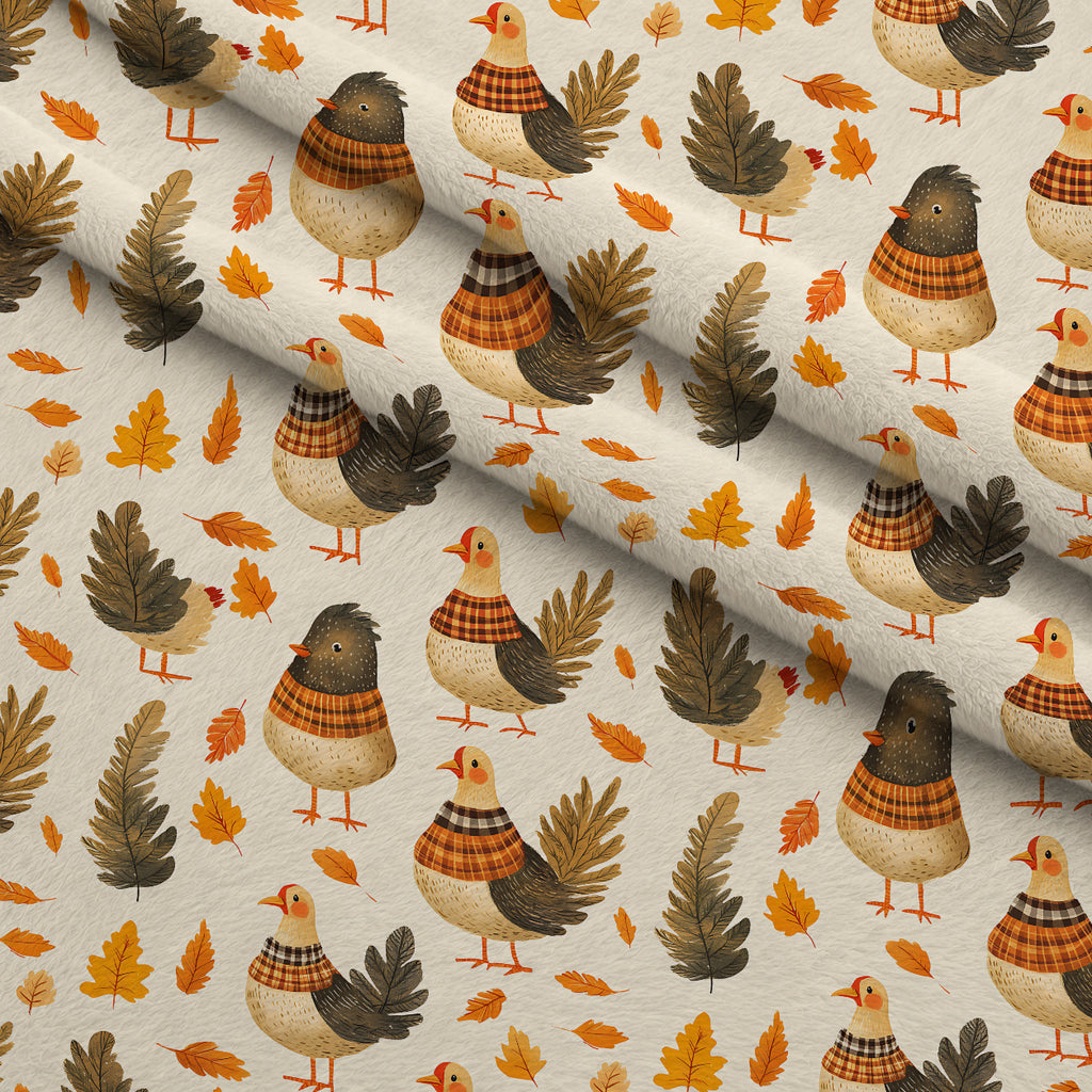 Plaid Autumn Flock Pattern 20 Minky Fabric — plush minky folded close-up preview (mv-minky-v1:lying)