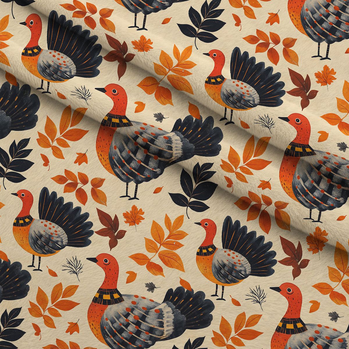 Plaid Autumn Flock Pattern 8 Minky Fabric — plush minky folded close-up preview (mv-minky-v1:lying)