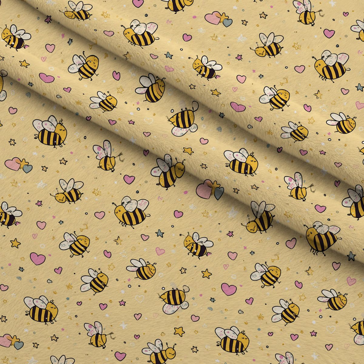 Pollen Parade Pattern 1 Minky Fabric — plush minky folded close-up preview (mv-minky-v1:lying)