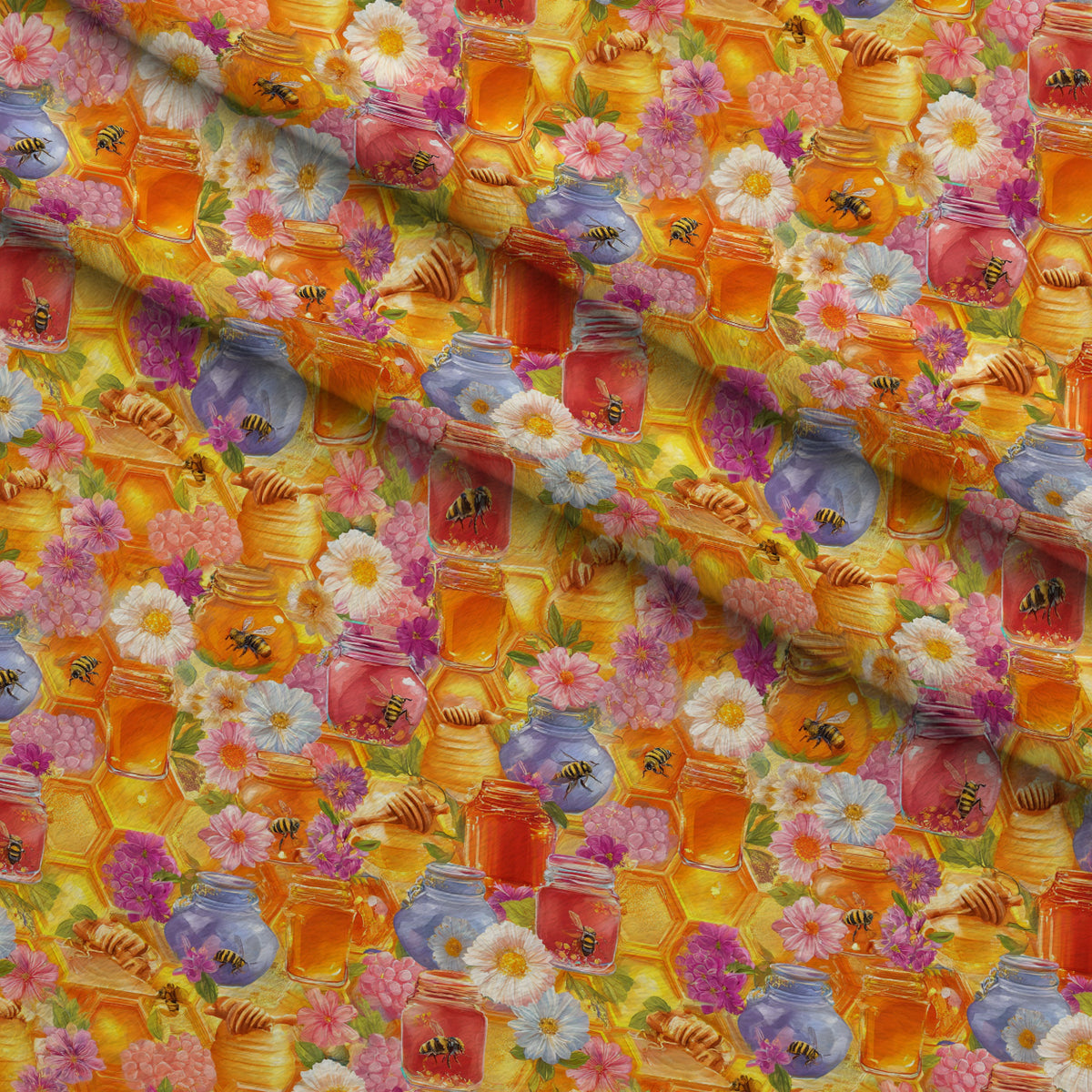 Pollen Parade Pattern 18 Minky Fabric — plush minky folded close-up preview (mv-minky-v1:lying)