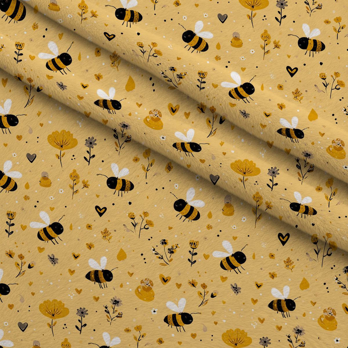 Pollen Parade Pattern 2 Minky Fabric — plush minky folded close-up preview (mv-minky-v1:lying)
