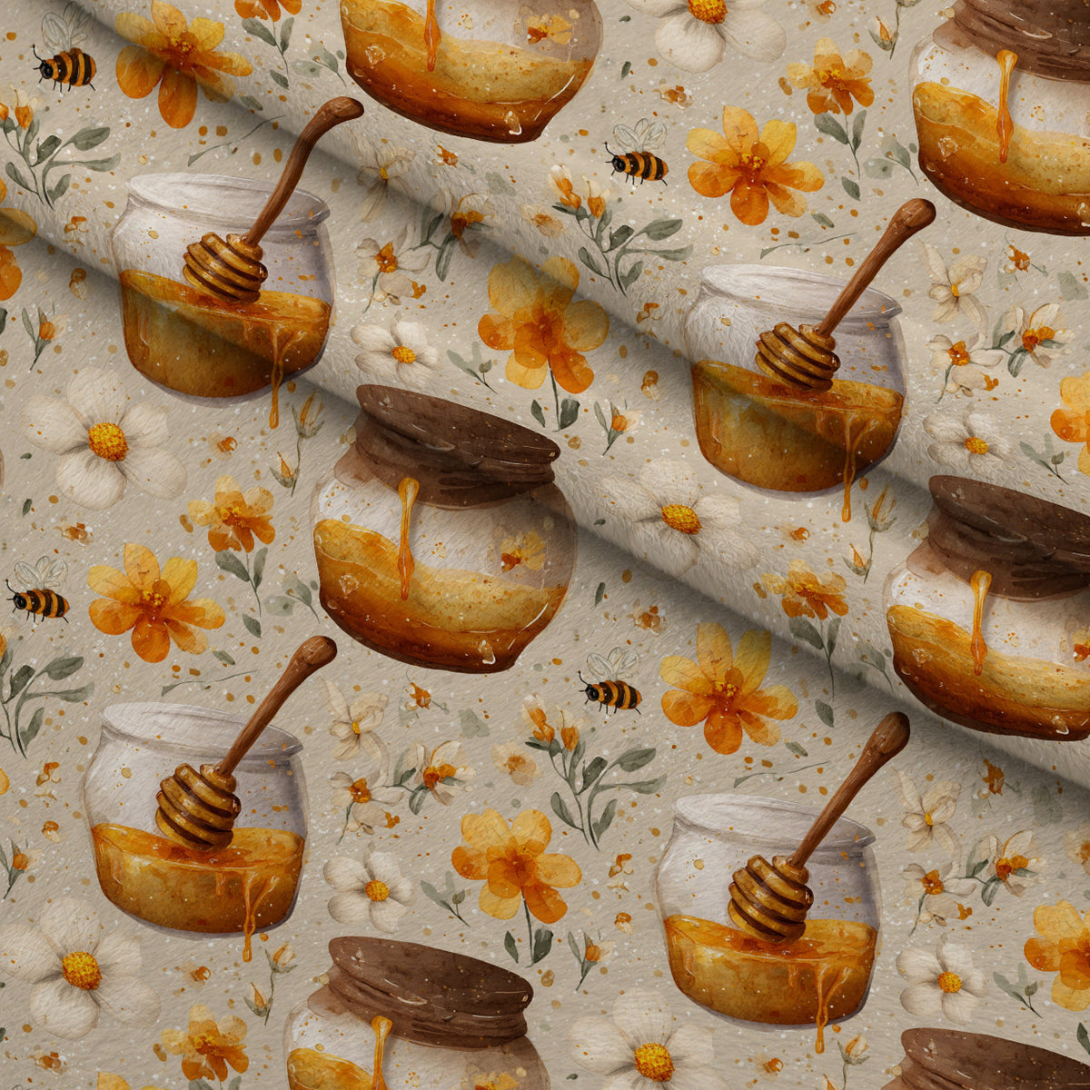 Pollen Parade Pattern 32 Minky Fabric — plush minky folded close-up preview (mv-minky-v1:lying)