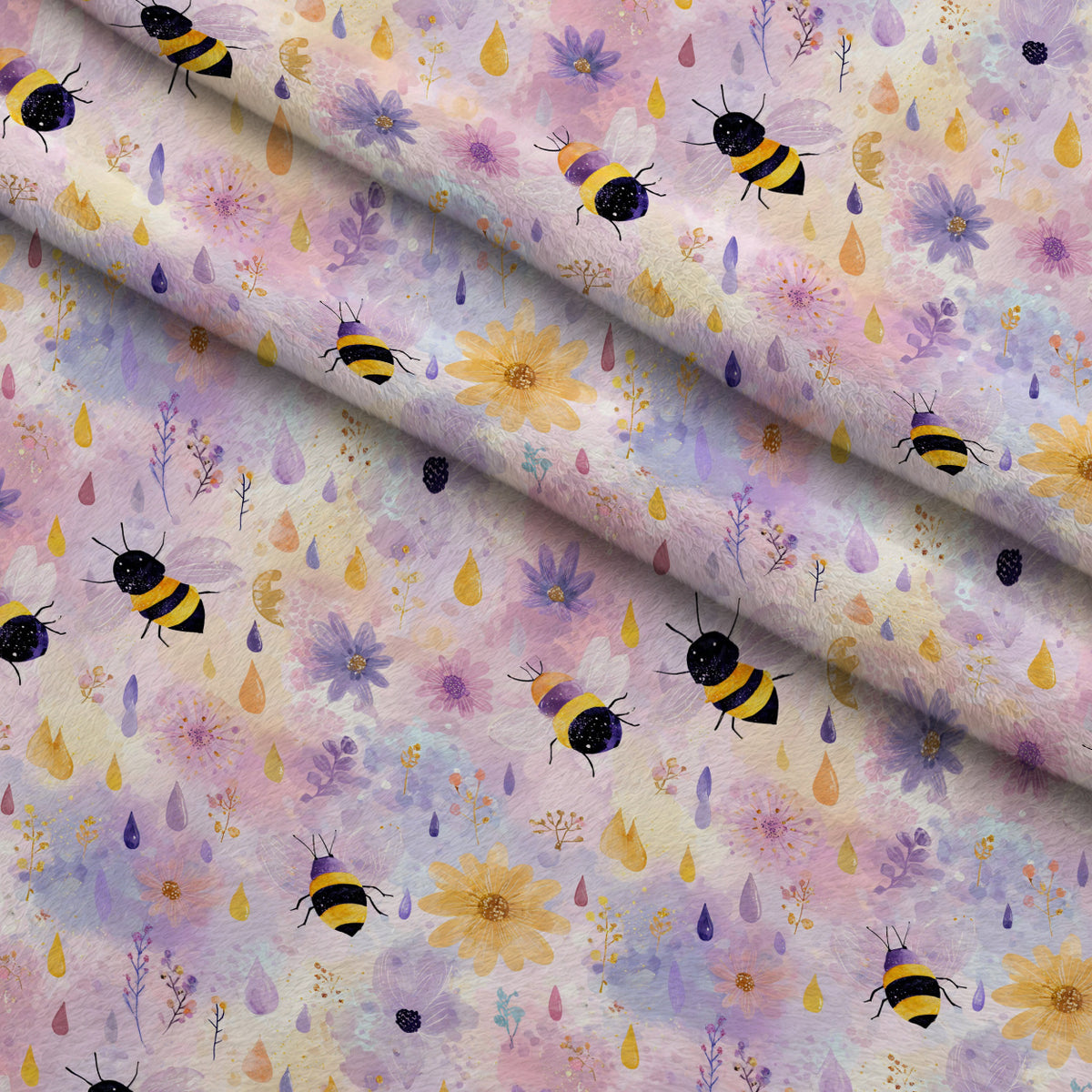 Pollen Parade Pattern 47 Minky Fabric — plush minky folded close-up preview (mv-minky-v1:lying)
