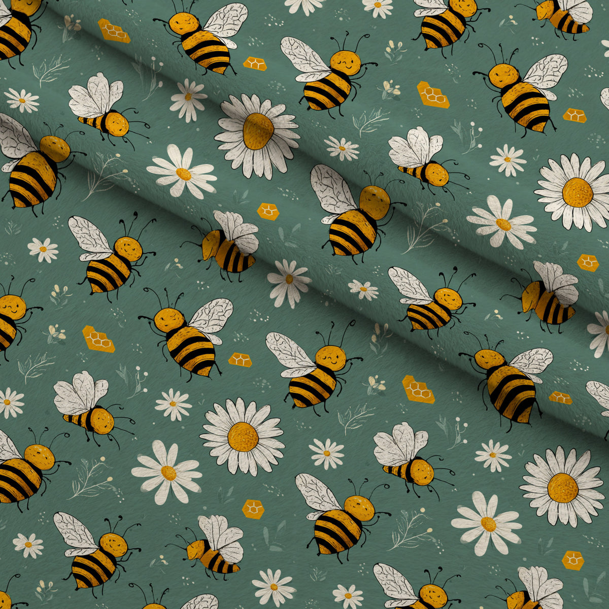 Pollen Parade Pattern 50 Minky Fabric — plush minky folded close-up preview (mv-minky-v1:lying)