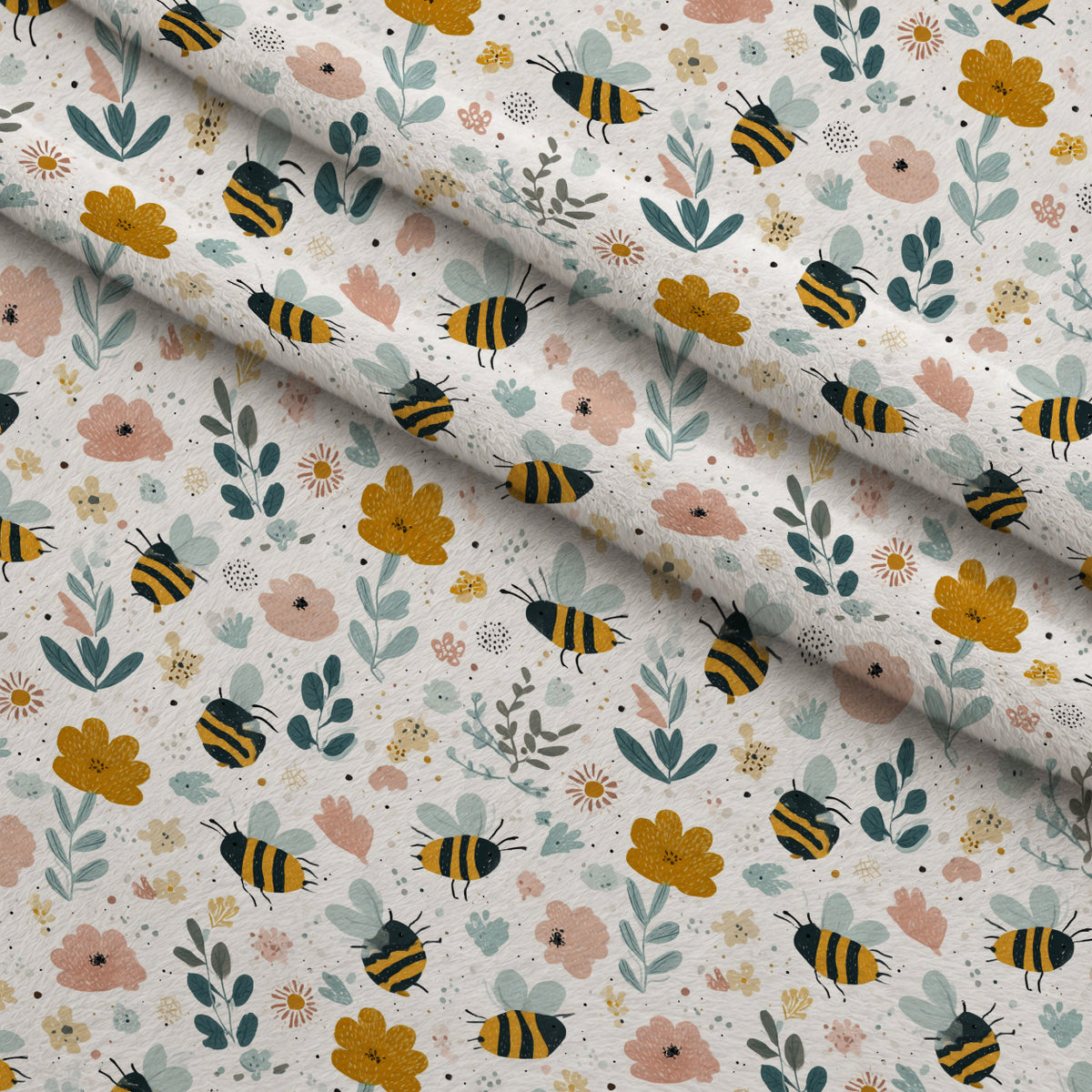 Pollen Parade Pattern 52 Minky Fabric — plush minky folded close-up preview (mv-minky-v1:lying)