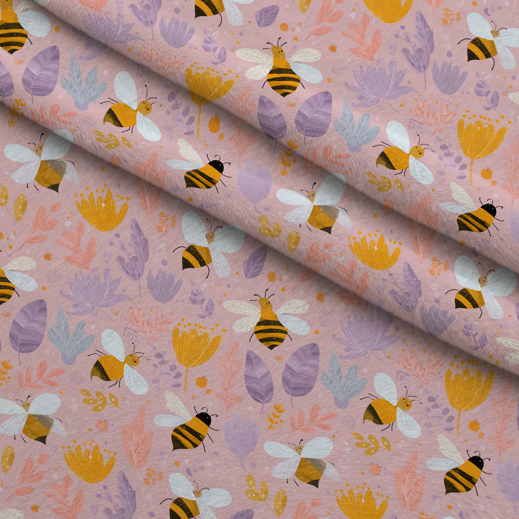 Pollen Parade Pattern 53 Minky Fabric — plush minky folded close-up preview (mv-minky-v1:lying)