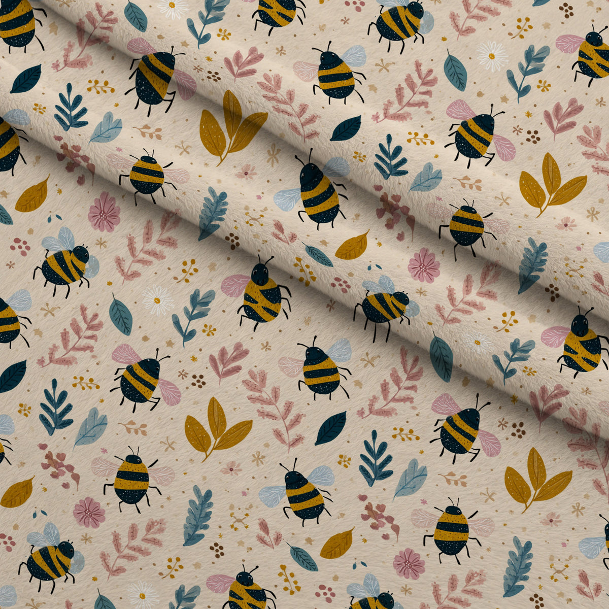 Pollen Parade Pattern 54 Minky Fabric — plush minky folded close-up preview (mv-minky-v1:lying)