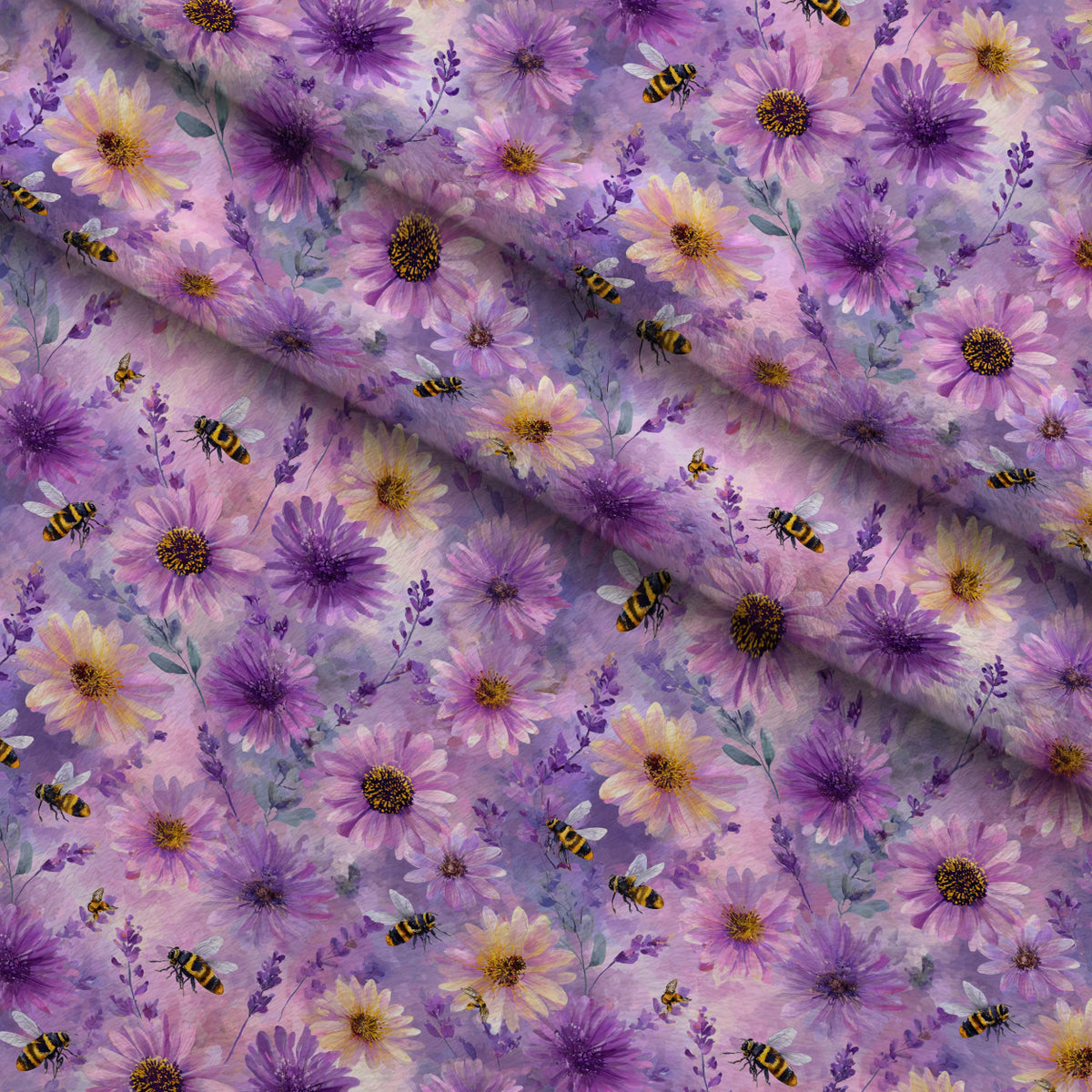 Pollen Parade Pattern 8 Minky Fabric — plush minky folded close-up preview (mv-minky-v1:lying)