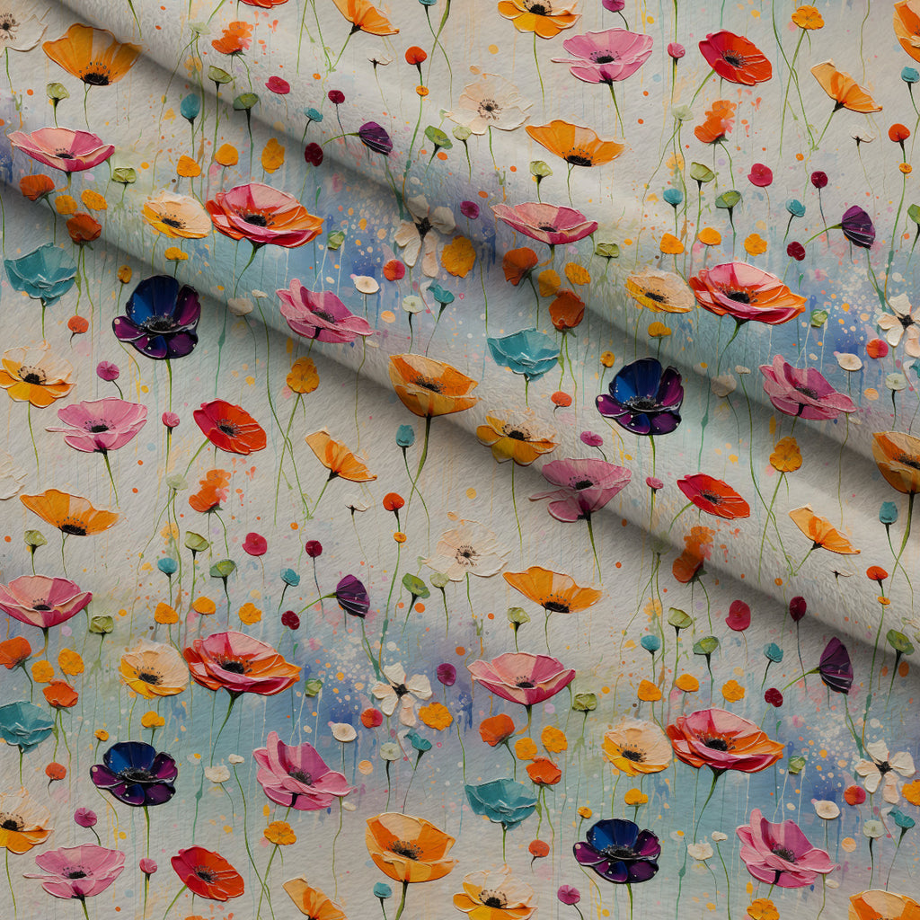 Poppy Confetti Pattern 1 Minky Fabric — plush minky folded close-up preview (mv-minky-v1:lying)