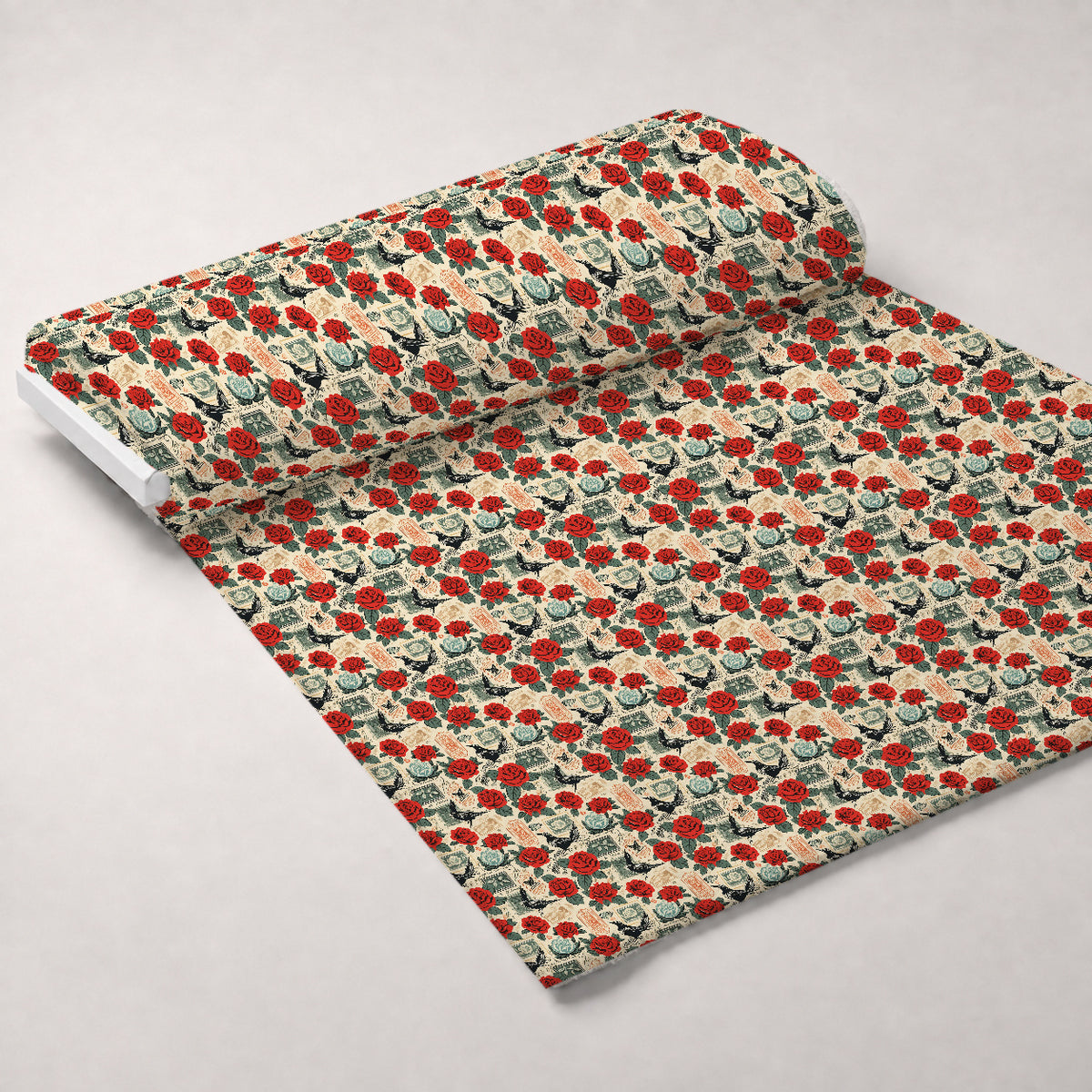 Postmarked Roses Pattern 5 Minky Fabric — plush minky unrolled bolt preview (mv-minky-v1:bolt)