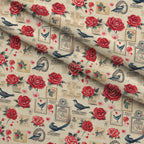 Postmarked Roses Pattern 9 Minky Fabric — plush minky folded close-up preview (mv-minky-v1:lying)