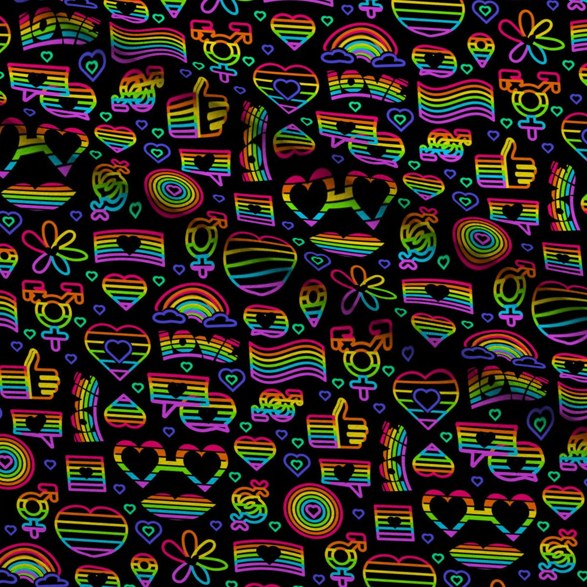Pride Neon Outline Minky Fabric — plush minky folded close-up preview (mv-minky-v1:lying)